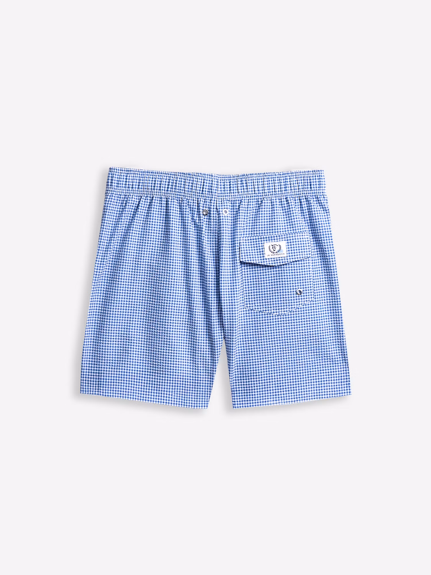 Maillot à Carreaux Vichy en Seersucker | Bleu Marine