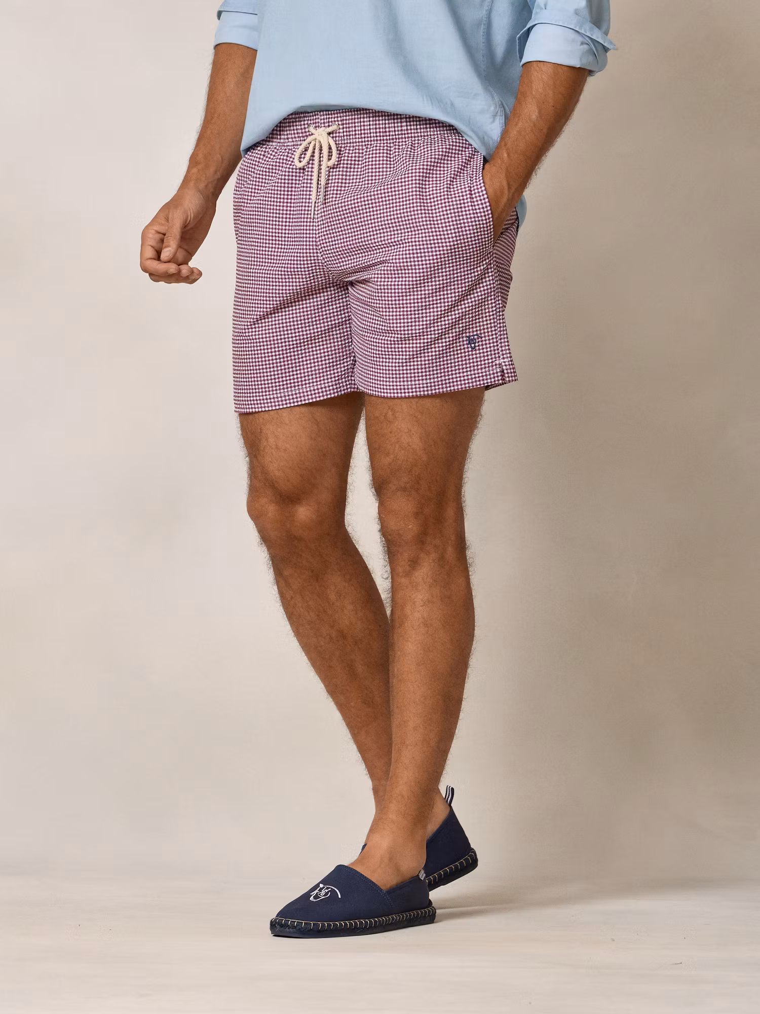 Bañador Cuadros Vichy Seersucker | Burgundy