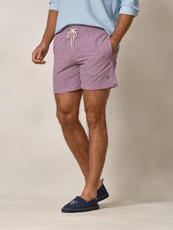 Vichy Check Seersucker Swimsuit | Burgundy