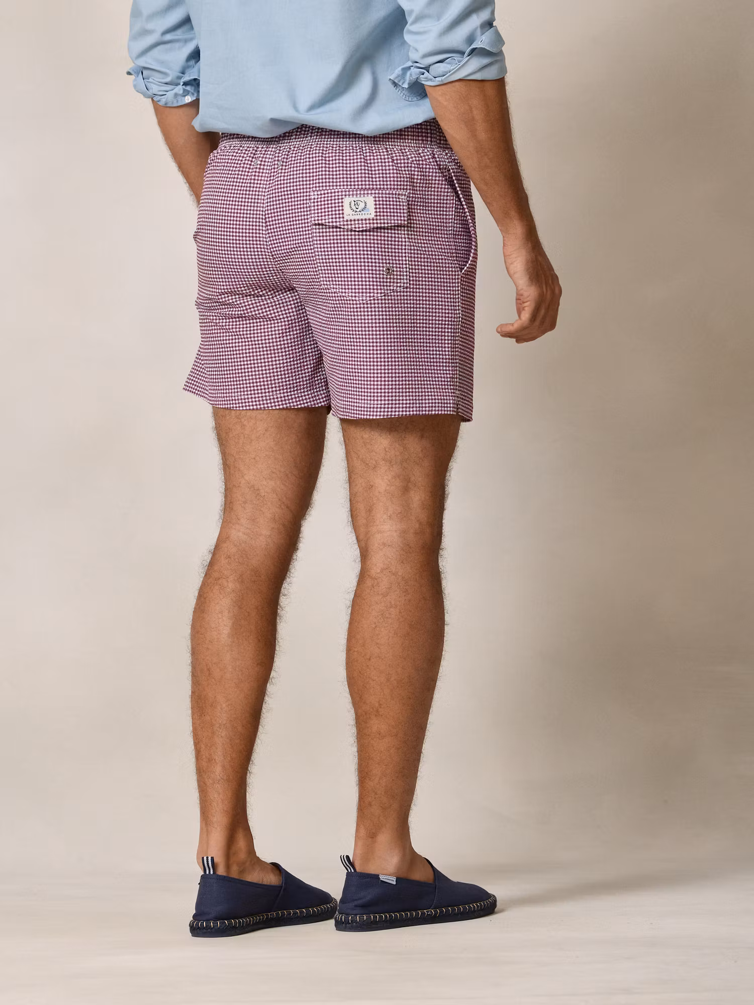 Bañador Cuadros Vichy Seersucker | Burgundy