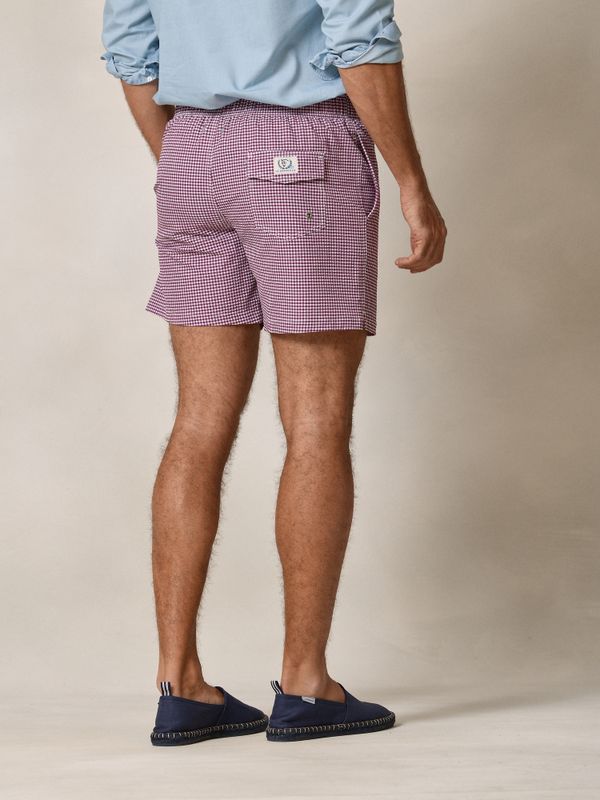 Vichy Check Seersucker Swimsuit | Burgundy