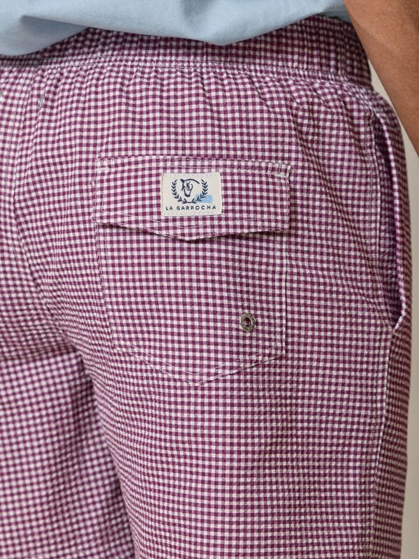 Vichy Check Seersucker Swimsuit | Burgundy