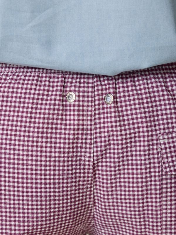 Vichy Check Seersucker Swimsuit | Burgundy