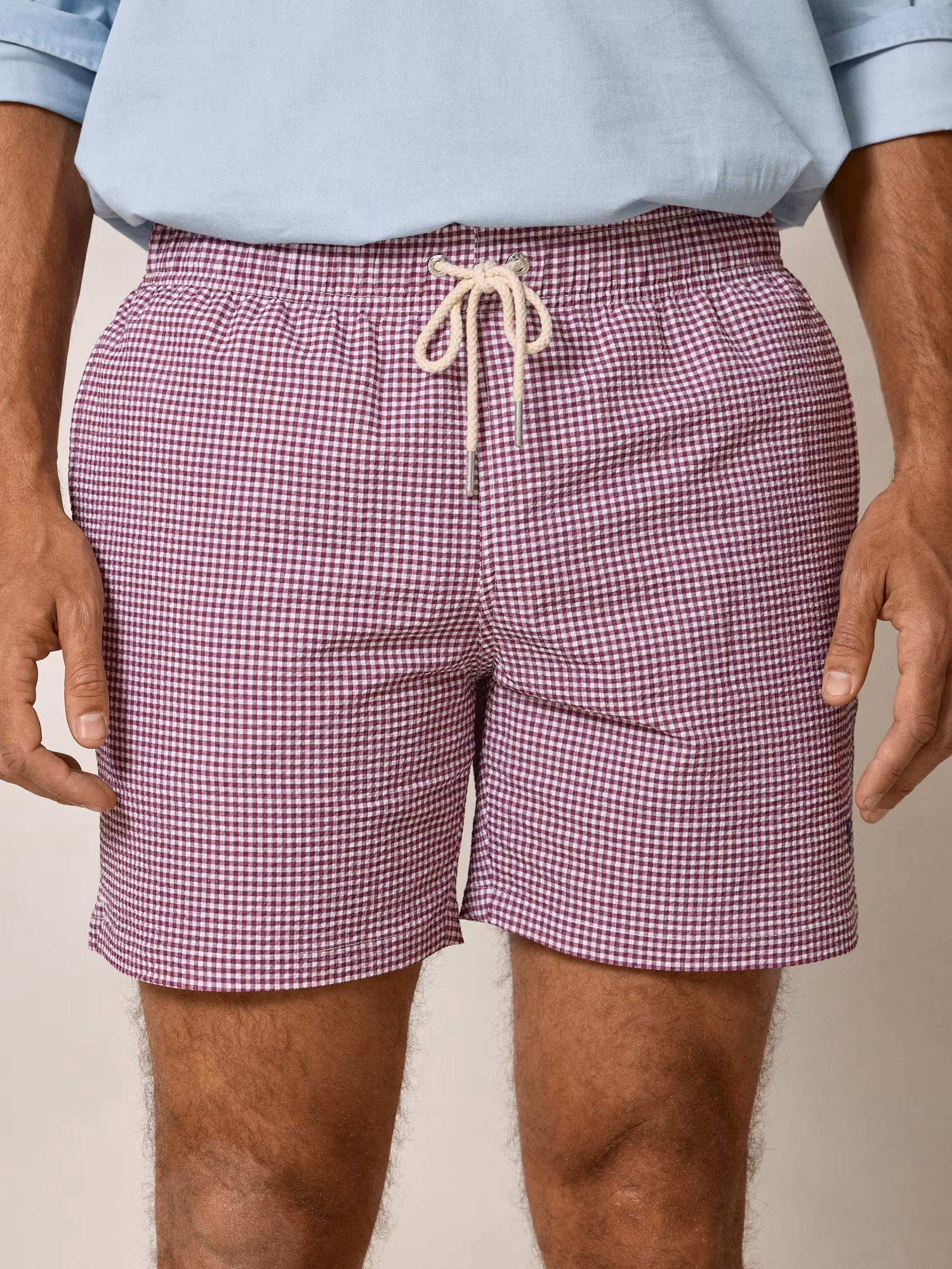 Bañador Cuadros Vichy Seersucker | Burgundy