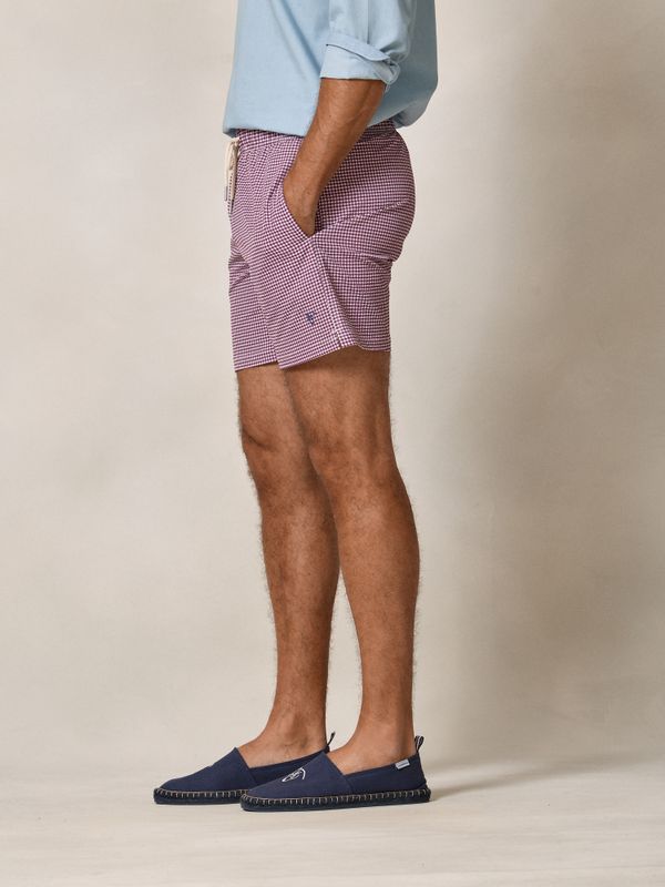 Vichy Check Seersucker Swimsuit | Burgundy