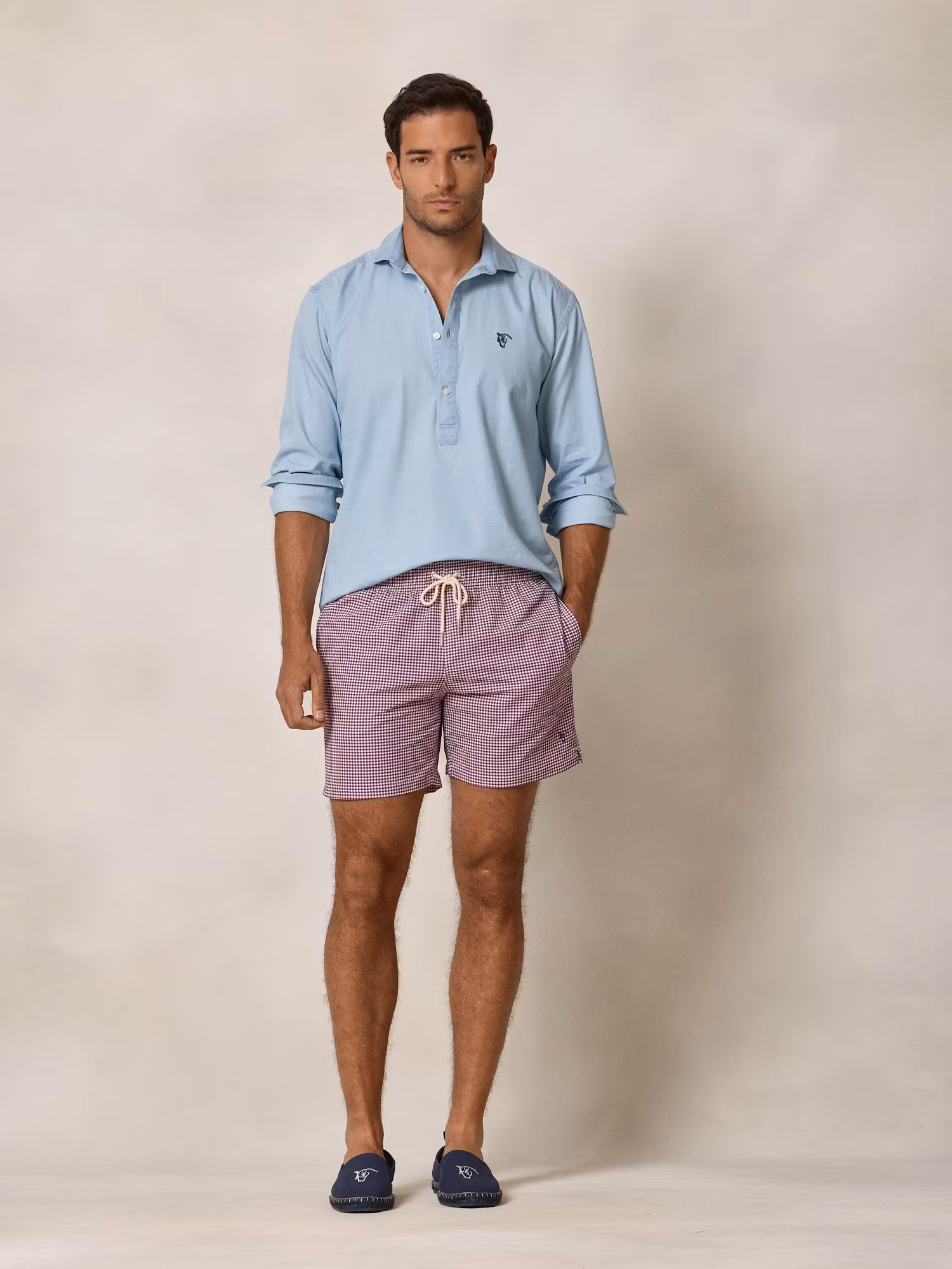 Bañador Cuadros Vichy Seersucker | Burgundy