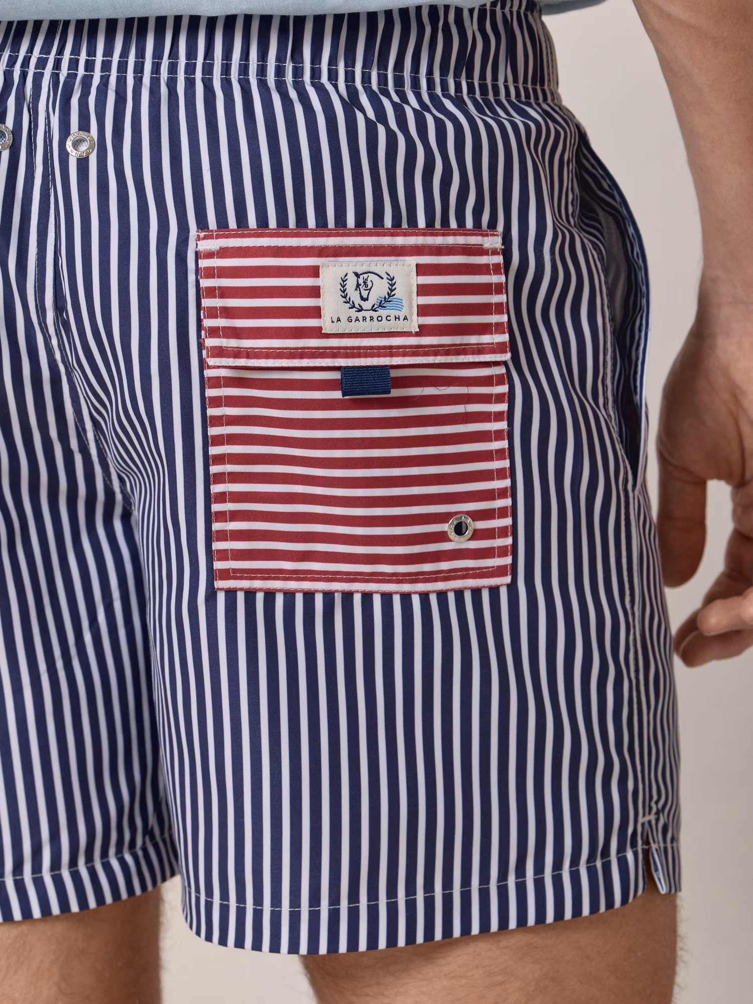 Maillot à Rayures avec Poche Contrastée | Bleu Marine