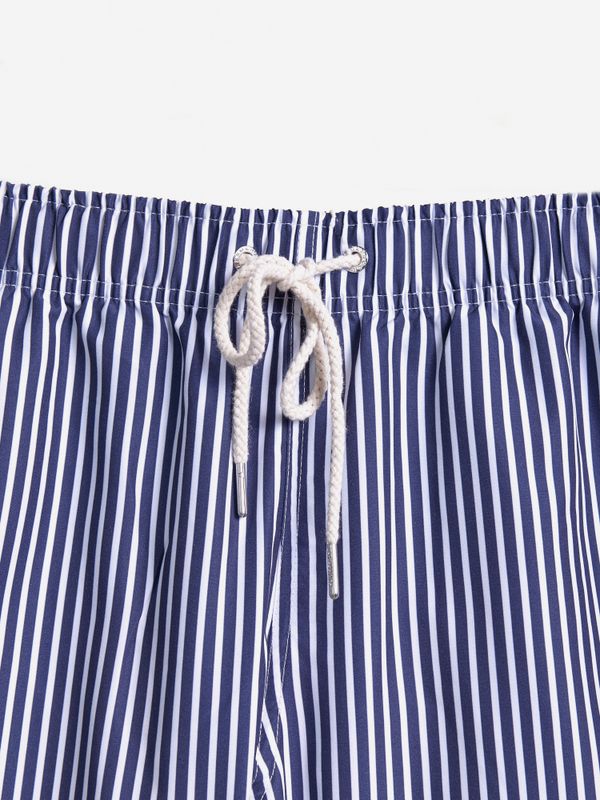 Striped Swimsuit with Contrast Pocket | Navy Blue