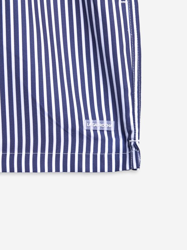 Striped Swimsuit with Contrast Pocket | Navy Blue