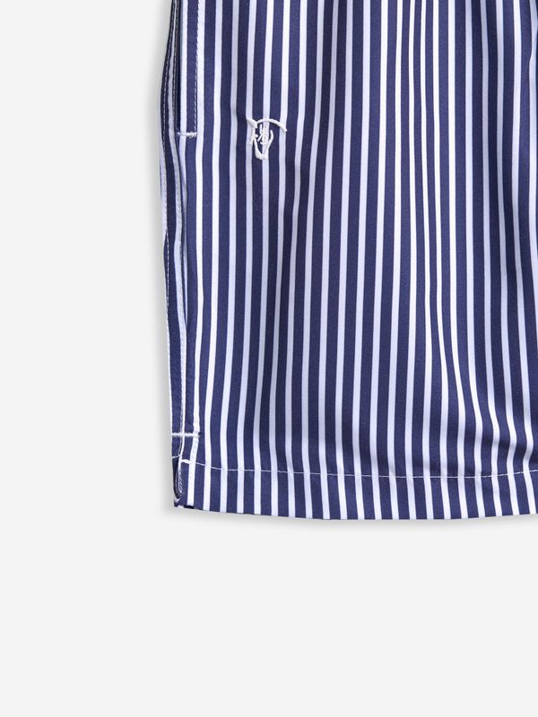 Striped Swimsuit with Contrast Pocket | Navy Blue