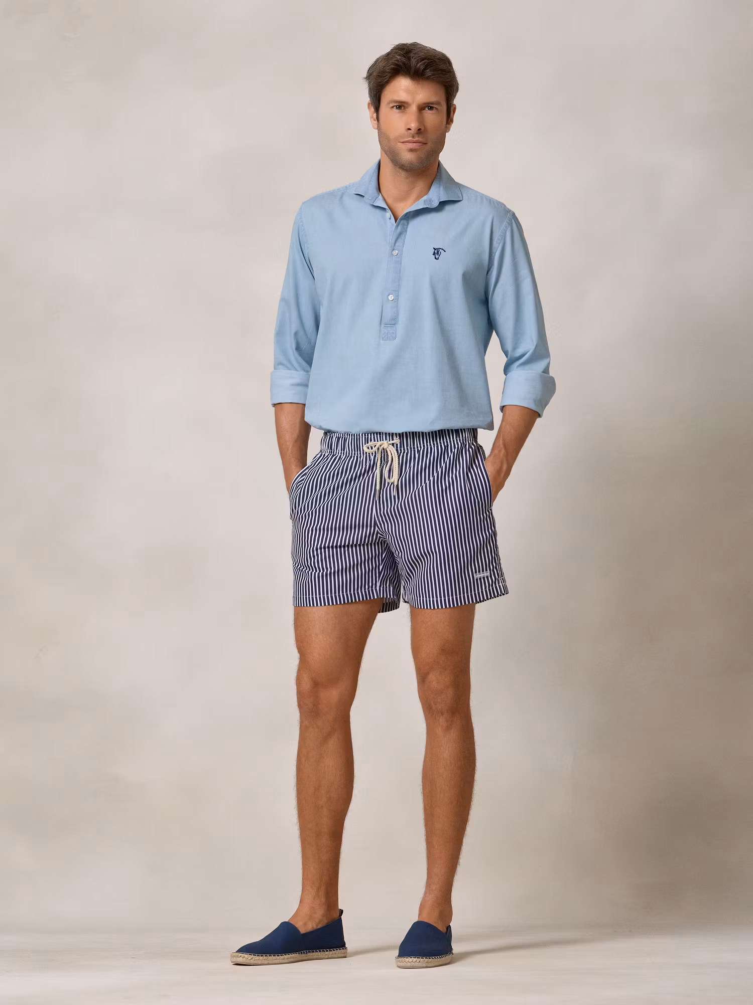 Maillot à Rayures avec Poche Contrastée | Bleu Marine