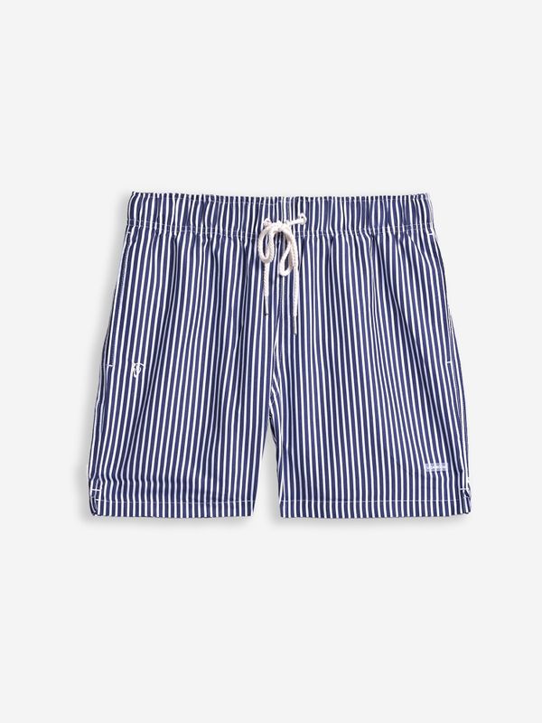 Striped Swimsuit with Contrast Pocket | Navy Blue