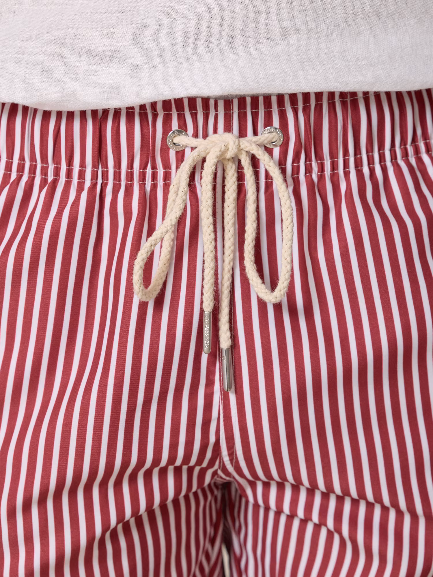 Bañador Rayas Bolsillo Contraste | Carmesí