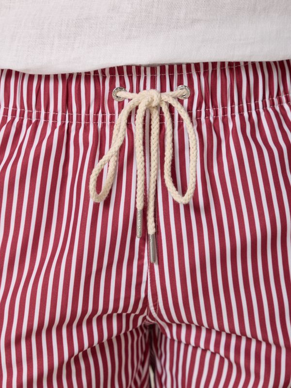 Striped Swimsuit with Contrast Pocket | Crimson