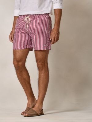 Striped Swimsuit with Contrast Pocket | Crimson