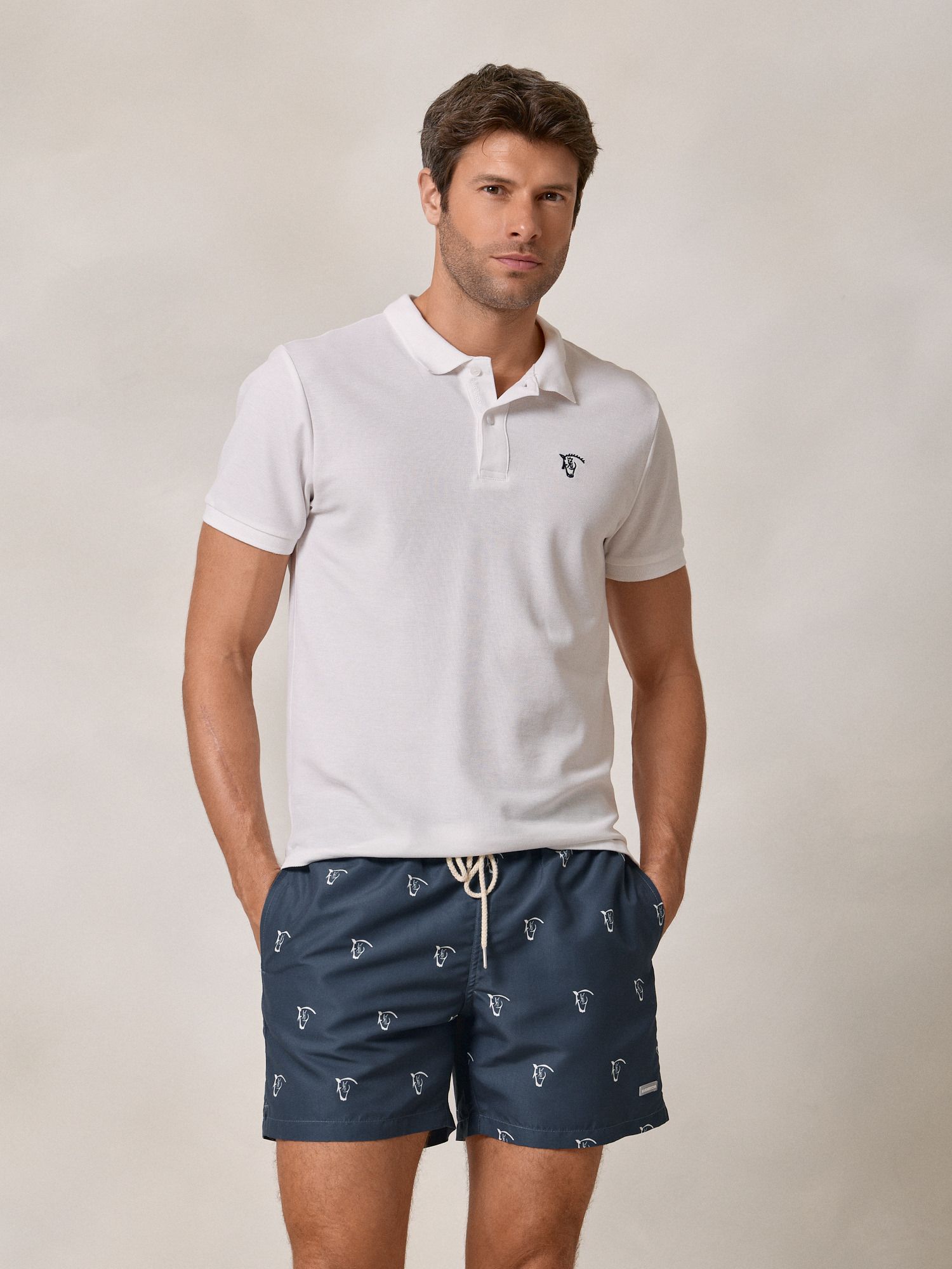 Calção de banho de cavalos | Azul Lago