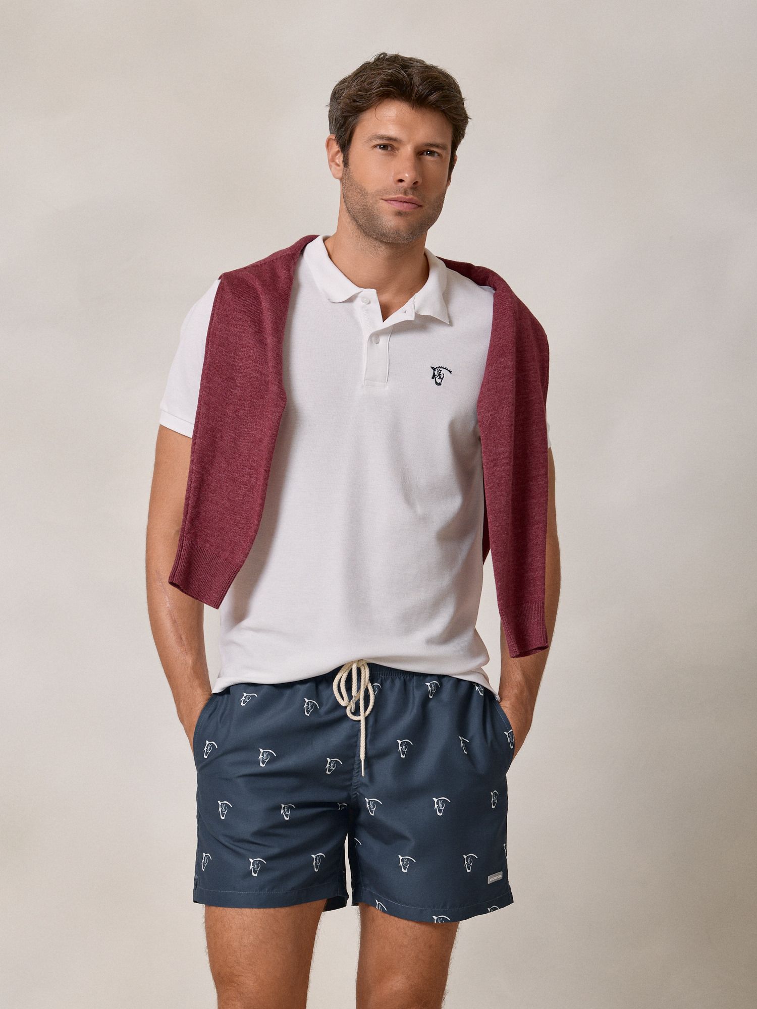 Calção de banho de cavalos | Azul Lago