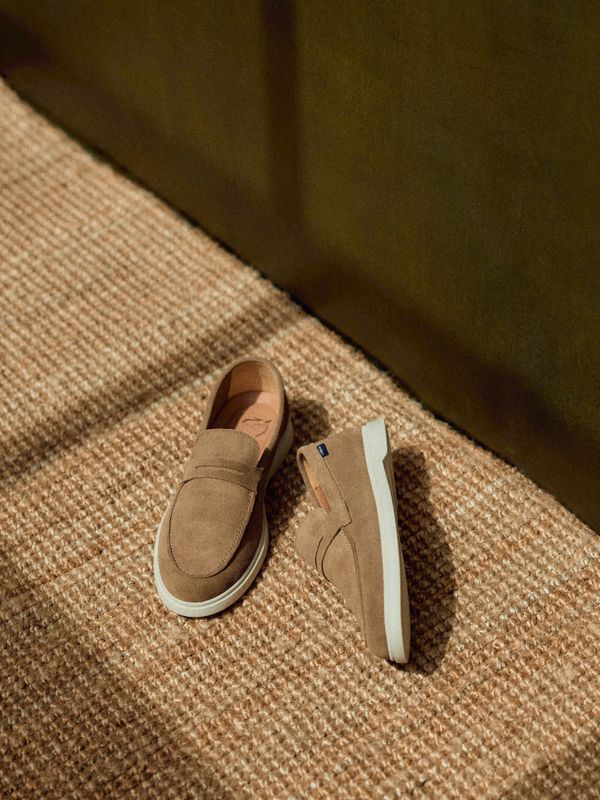 Suede penny loafer