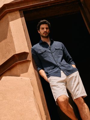 Linen Bermuda Shorts | Beige