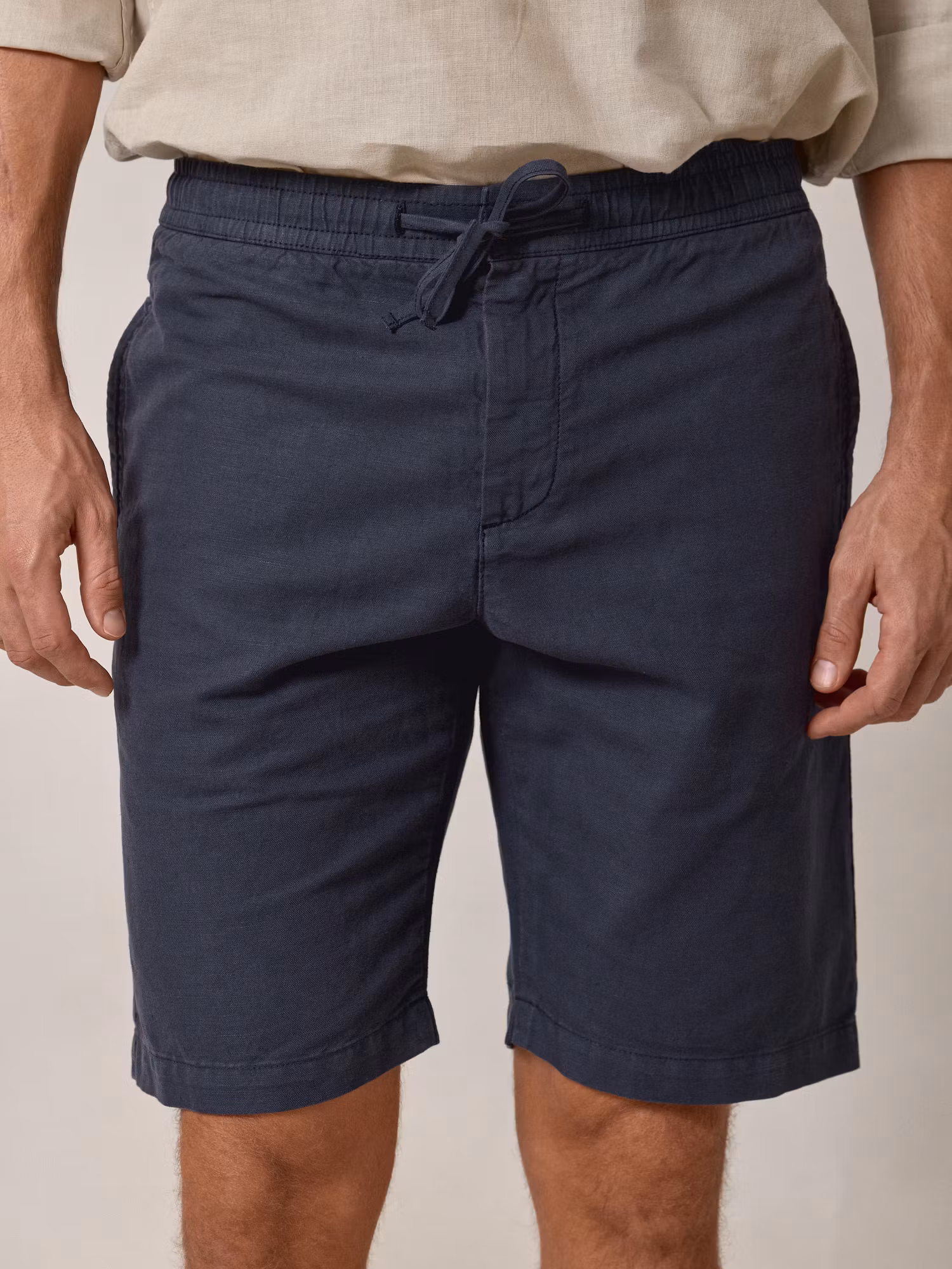 Linen Bermuda Shorts | Navy Blue