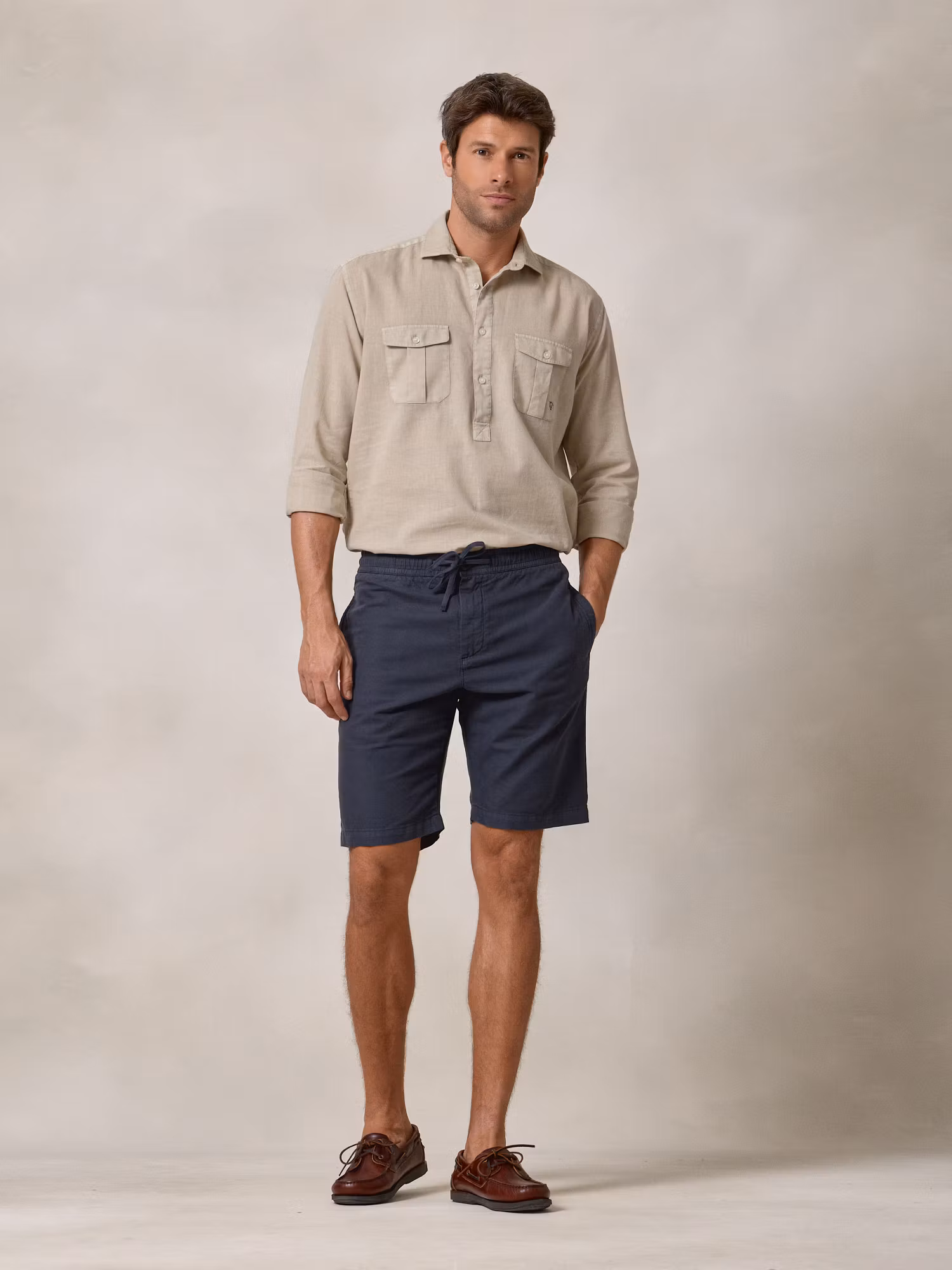 Linen Bermuda Shorts | Navy Blue