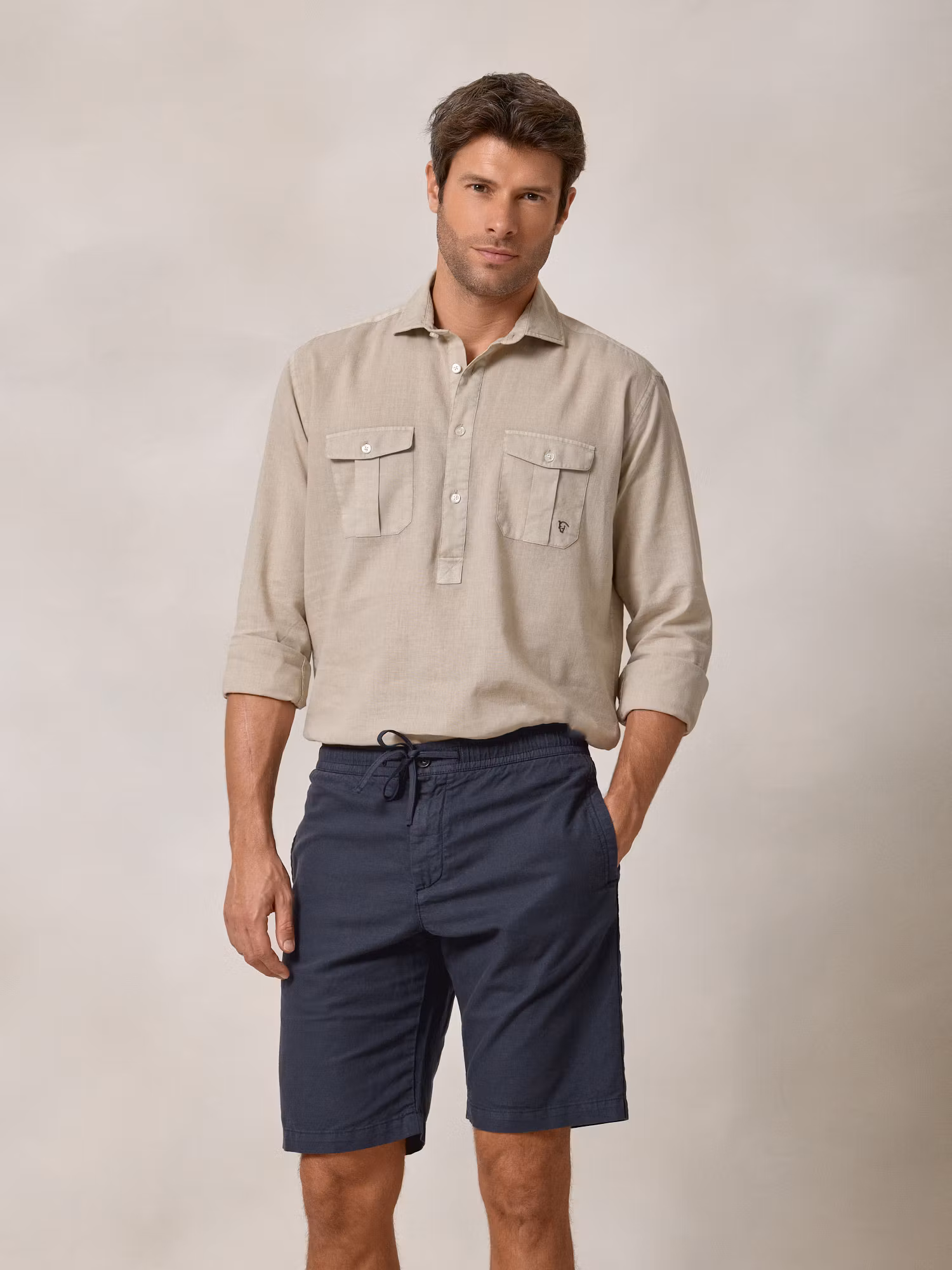 Linen Bermuda Shorts | Navy Blue