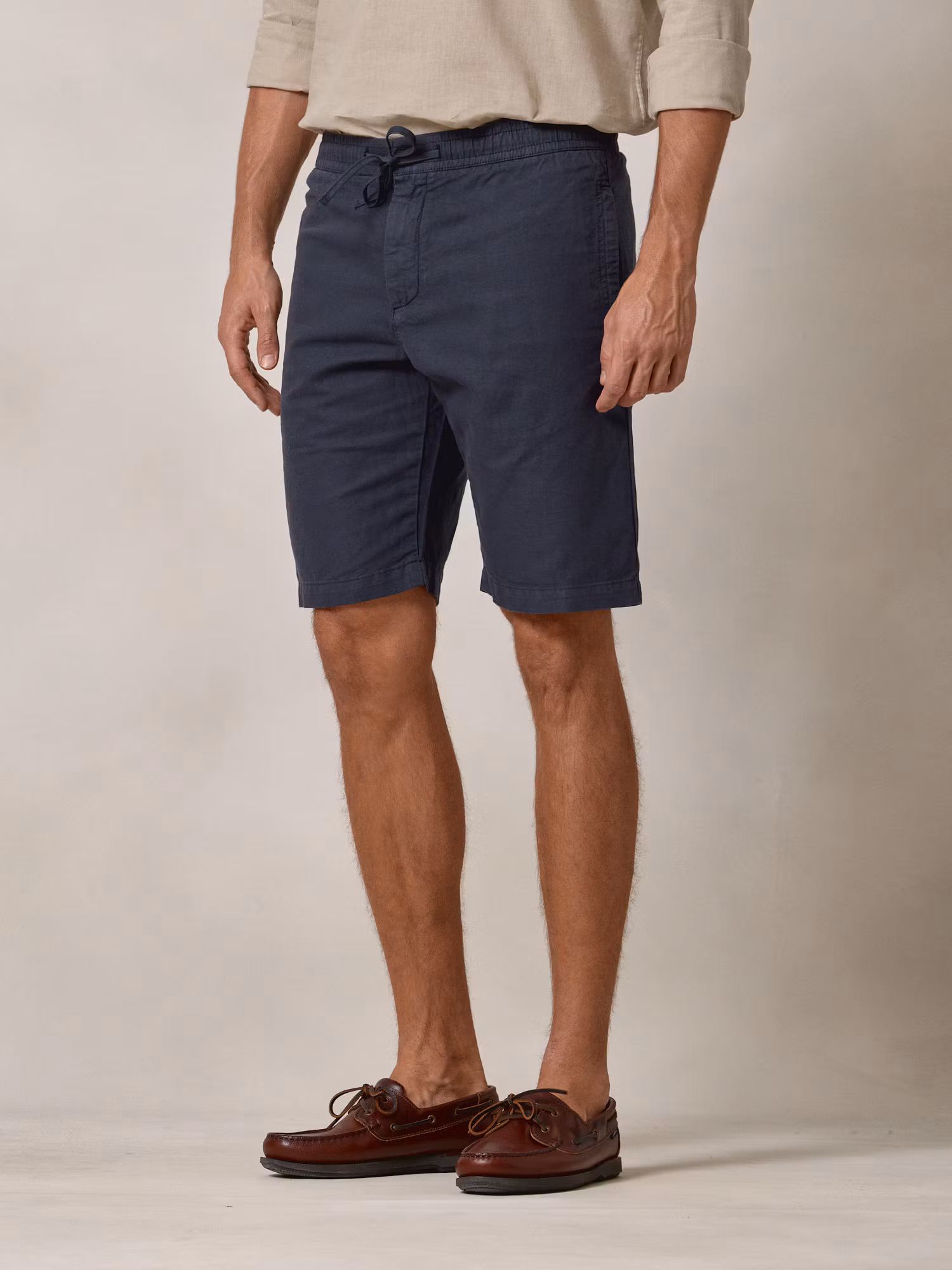 Linen Bermuda Shorts | Navy Blue