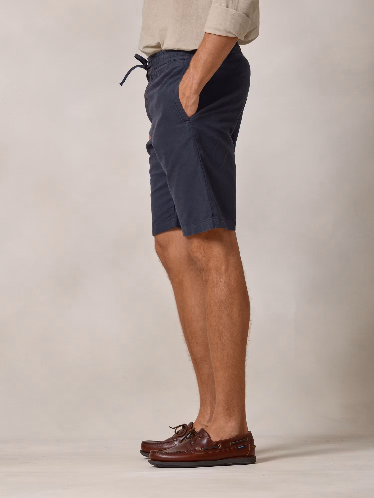 Linen Bermuda Shorts | Navy Blue