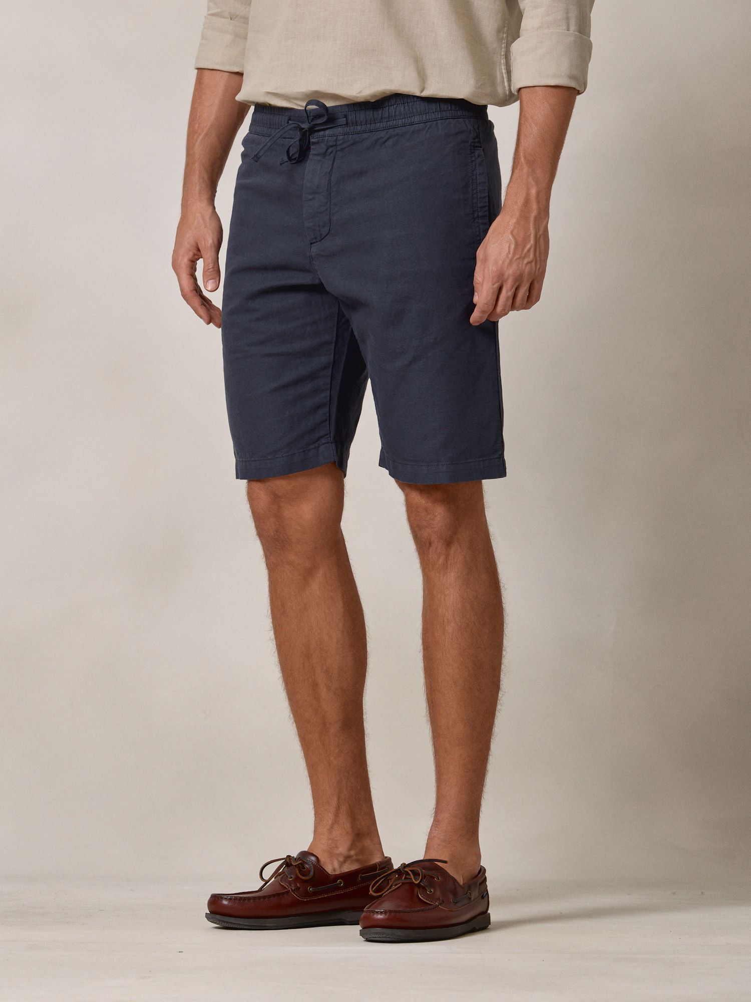 Linen Bermuda Shorts | Navy Blue