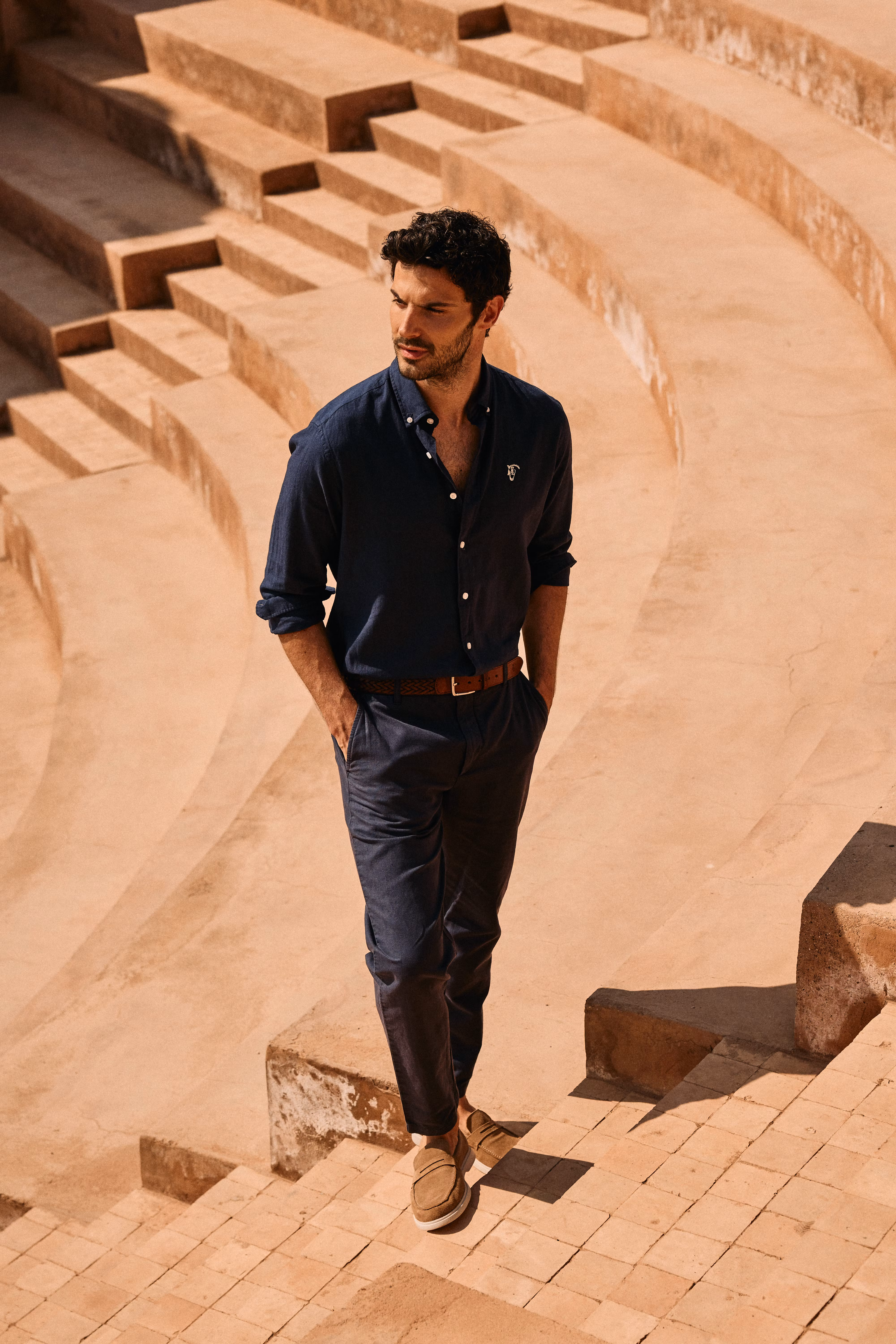 Linen Trousers | Navy Blue