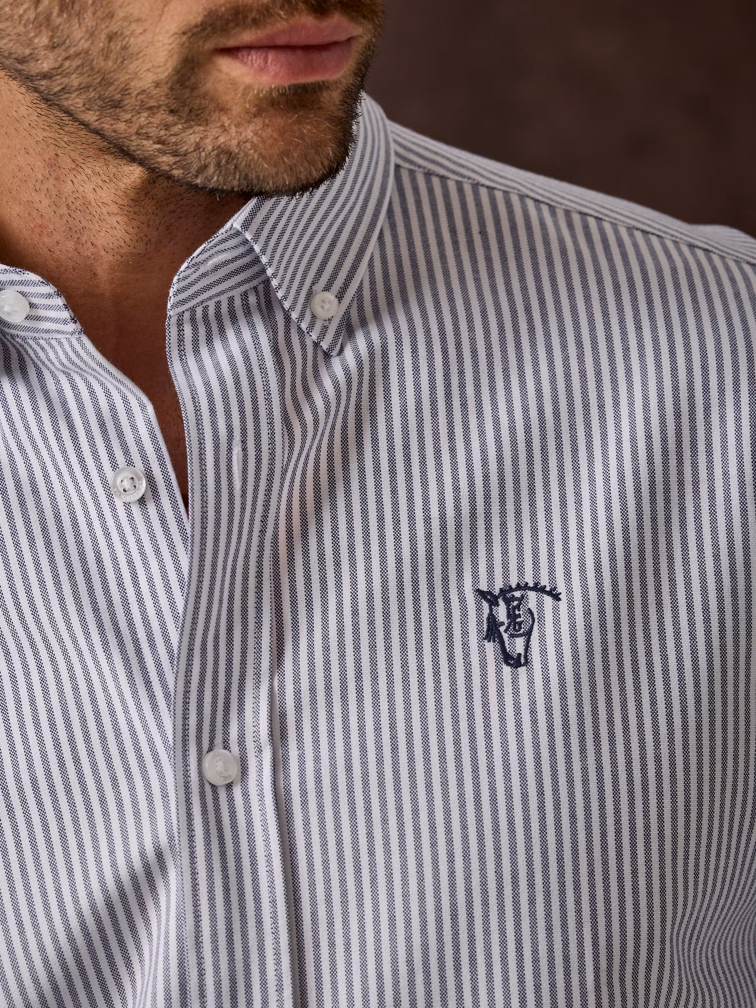 Camisa Oxford Listrada | Marino