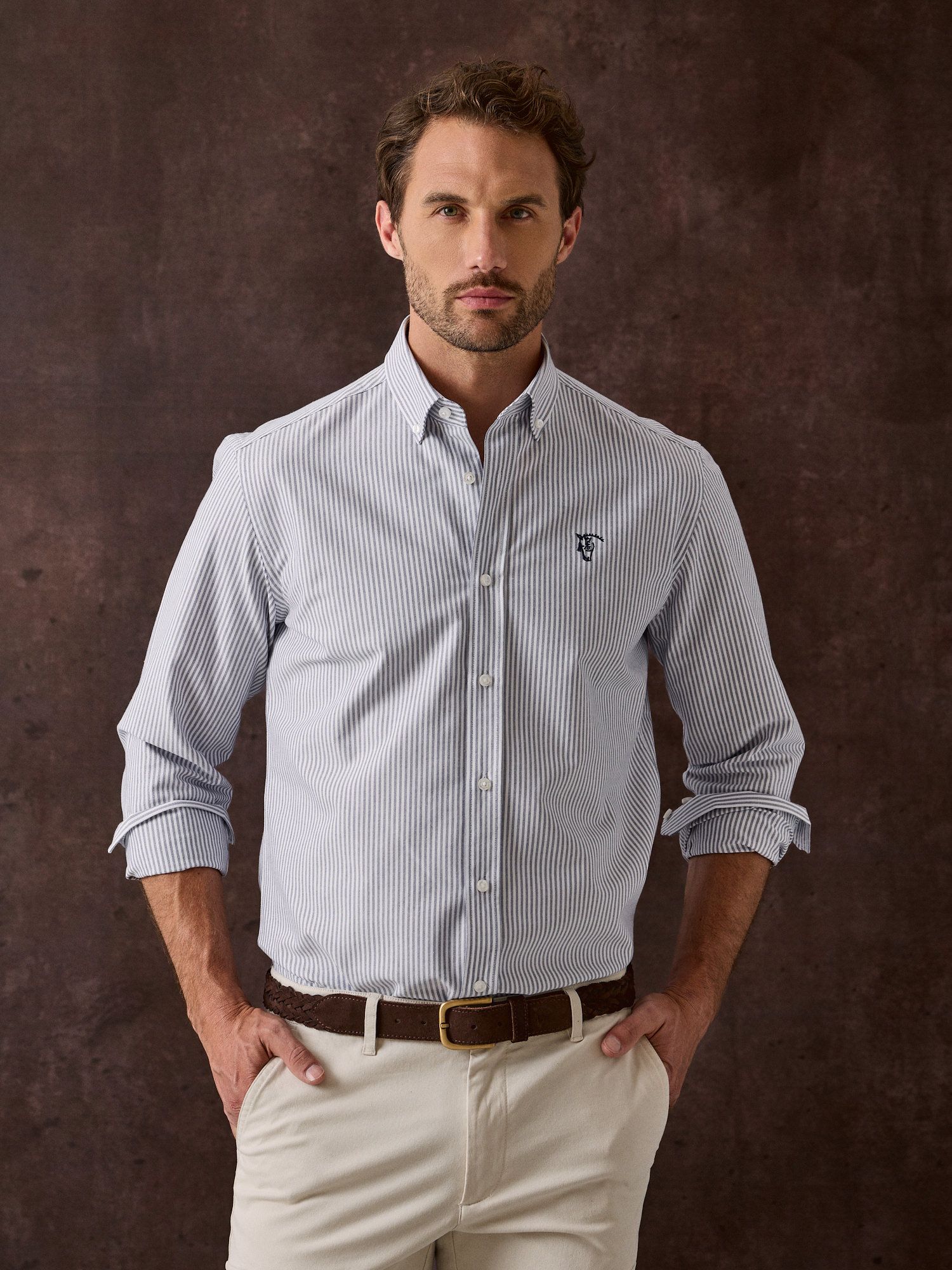 Camisa Oxford Listrada | Marino