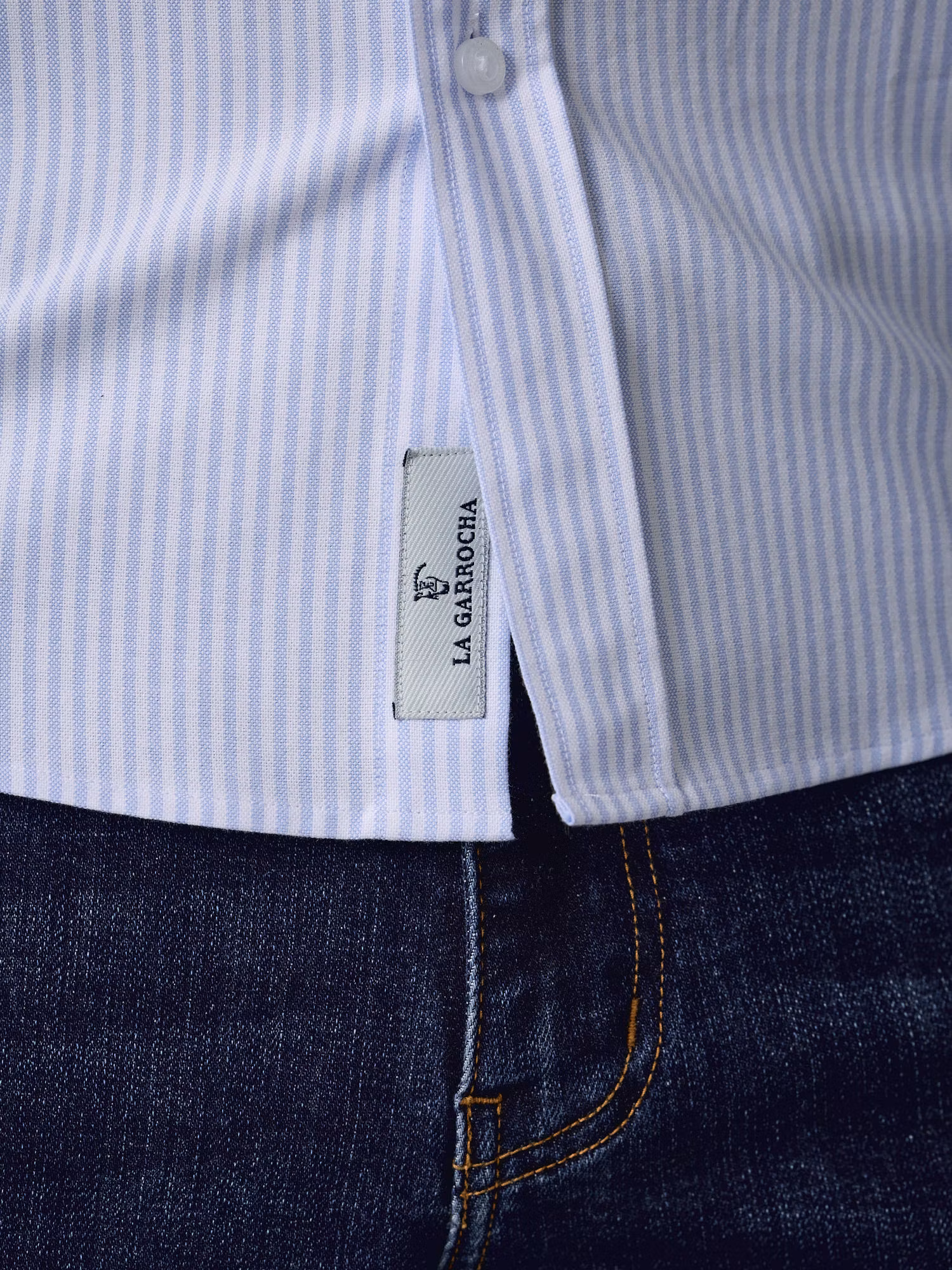 Camisa Oxford Listrada | Azul Celeste