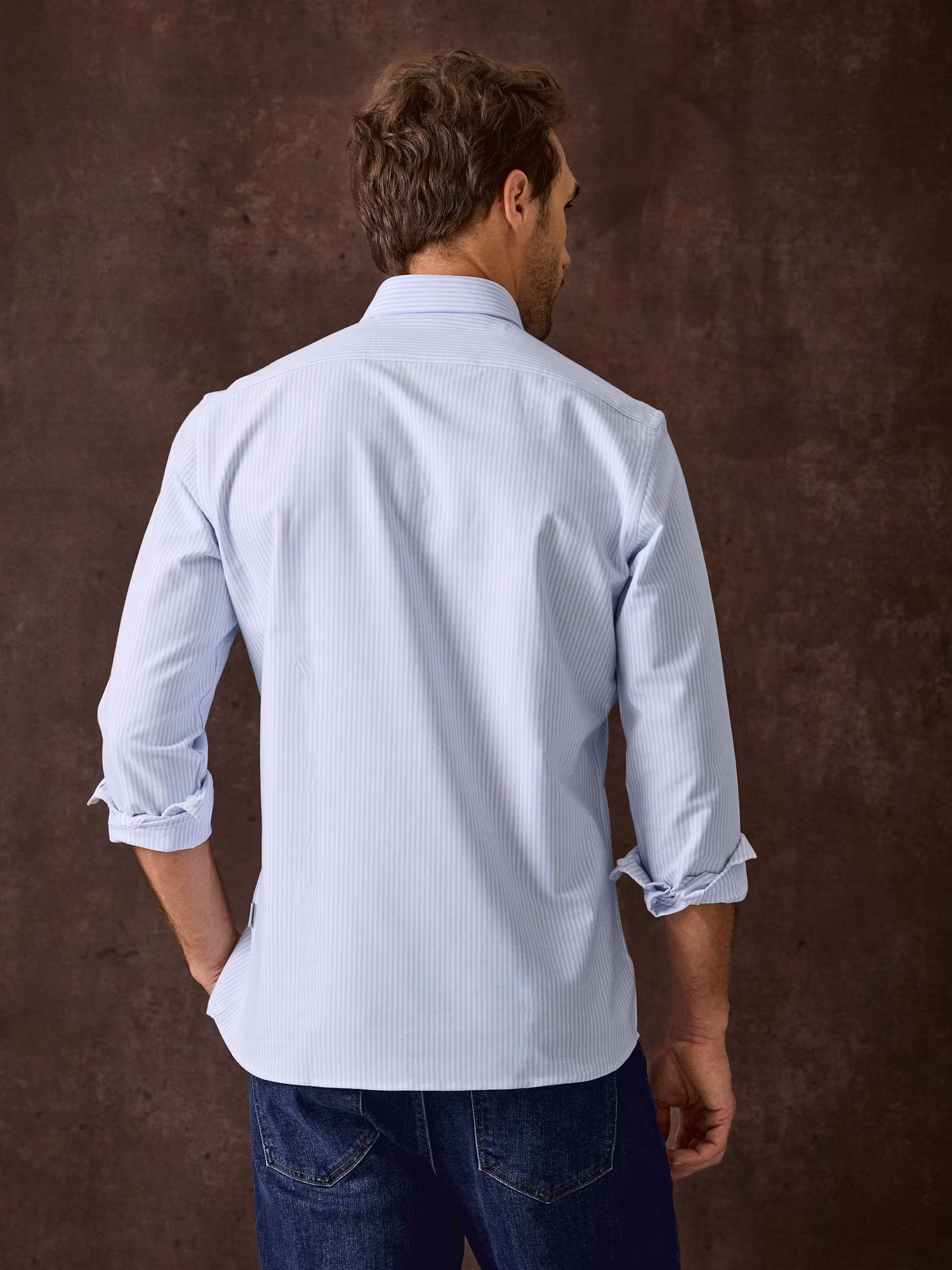 Camisa Oxford Listrada | Azul Celeste