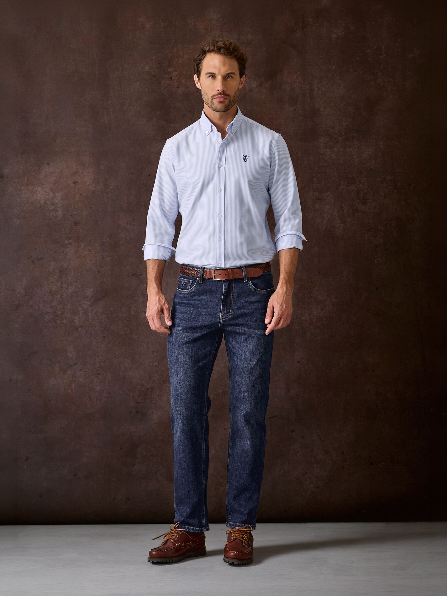 Camisa Oxford Listrada | Azul Celeste