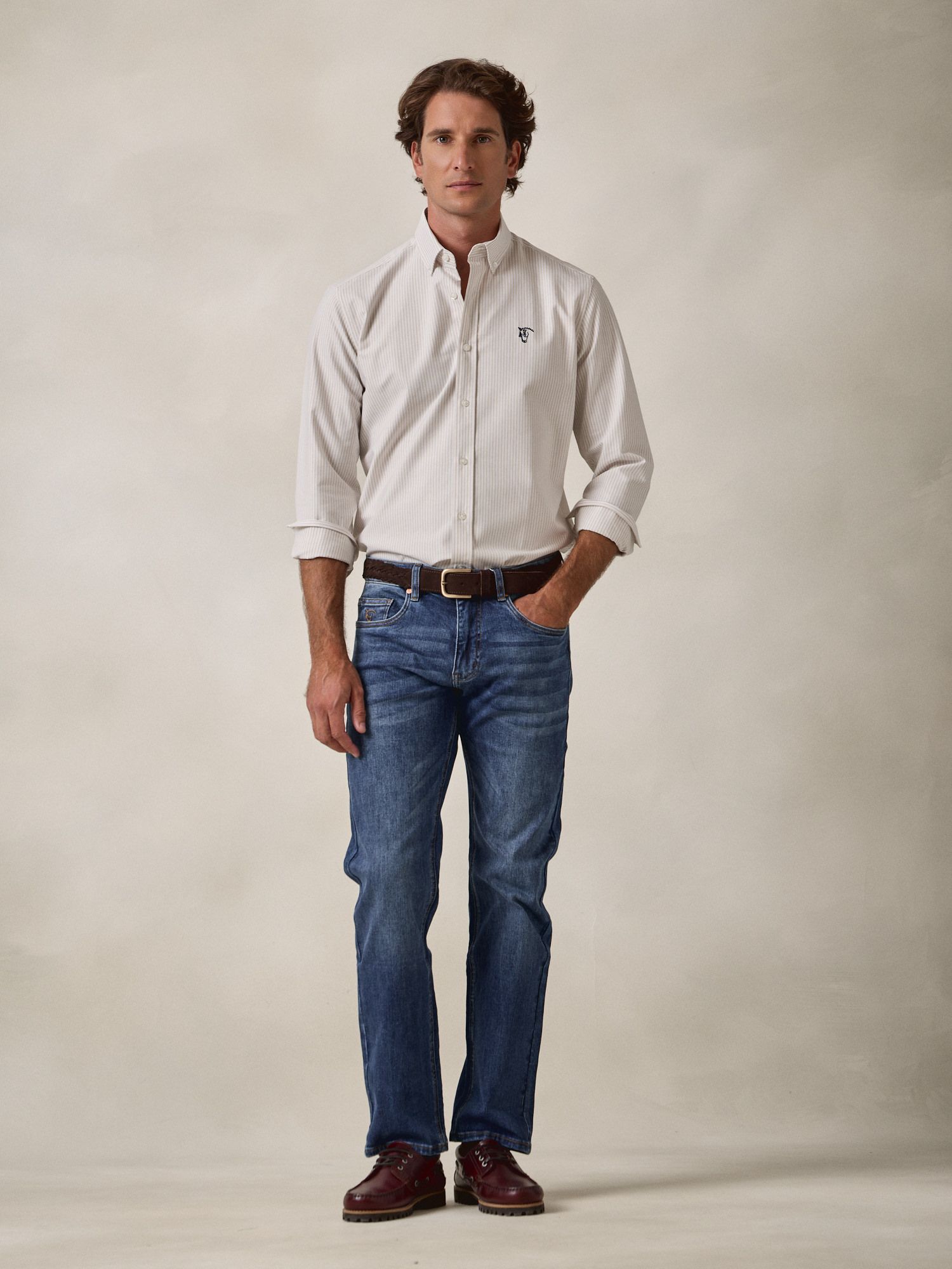 Camisa Oxford Listrada | Camel