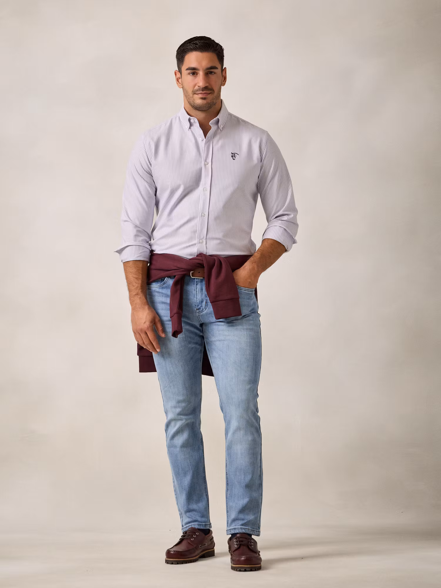 Camisa Oxford Listrada | Malva
