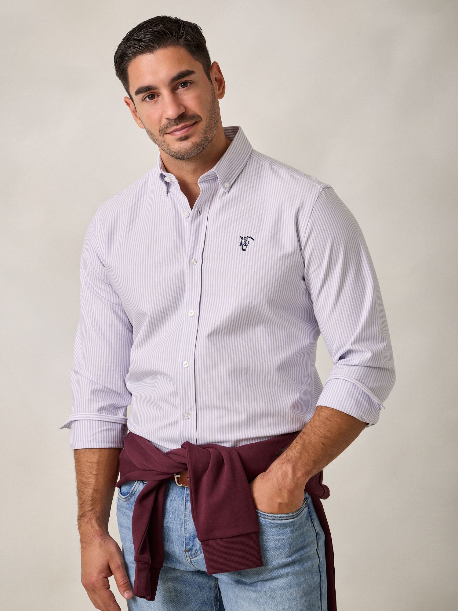 Camisa Oxford Listrada | Malva