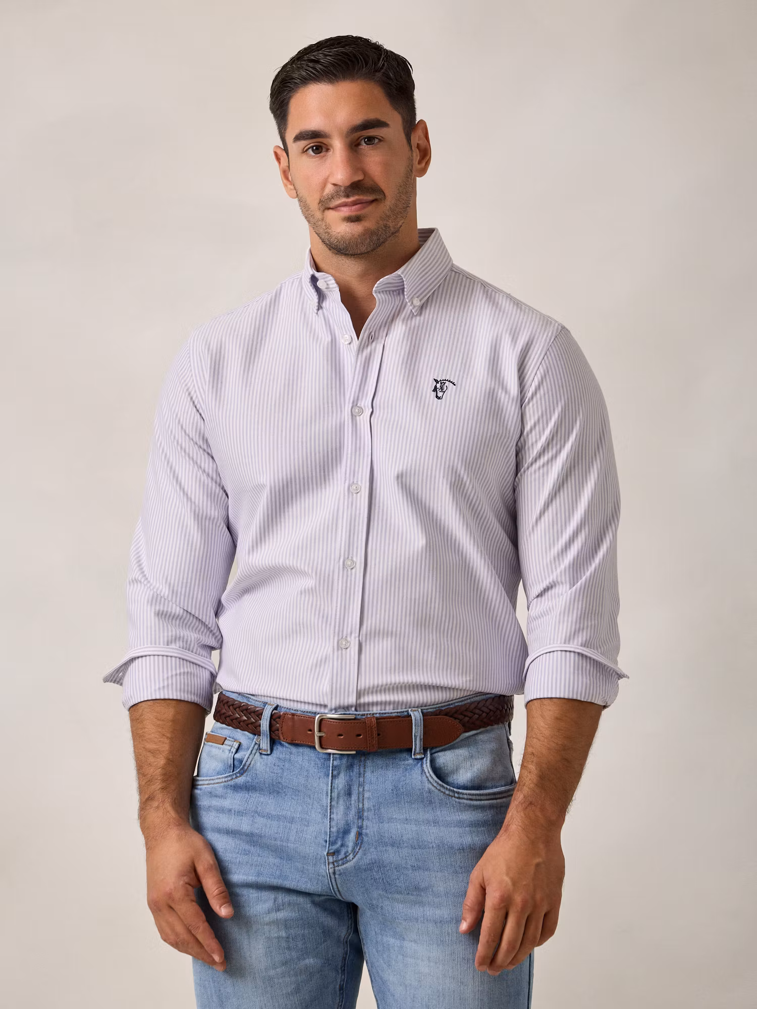 Camisa Oxford Listrada | Malva