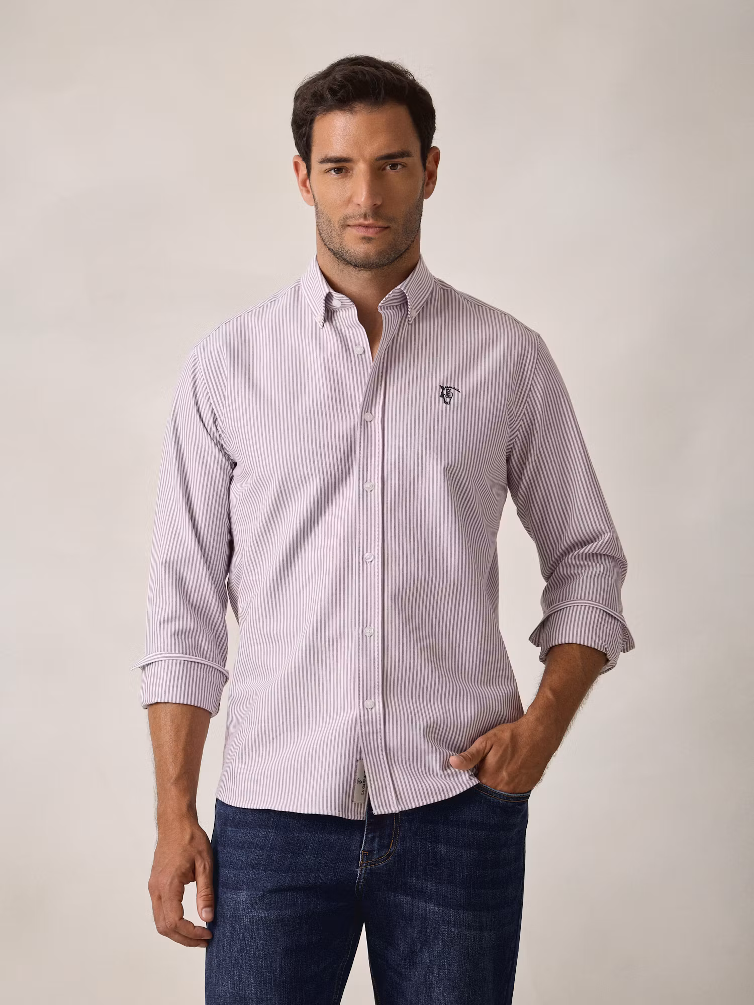 Camisa Oxford Listrada | Vinho