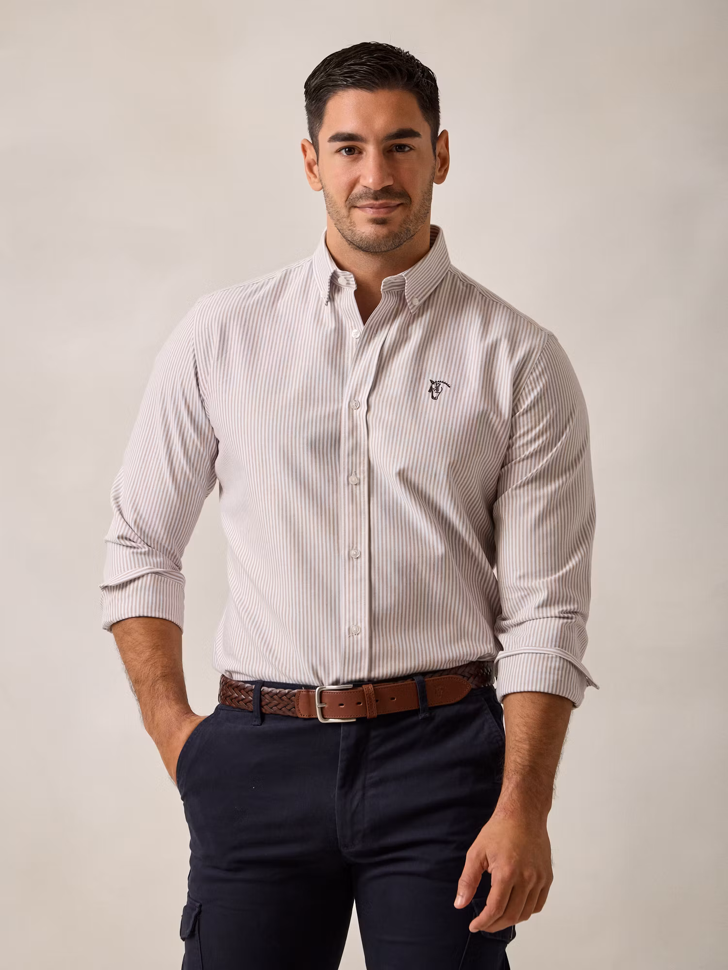 Camisa Oxford Listrada | Taupe