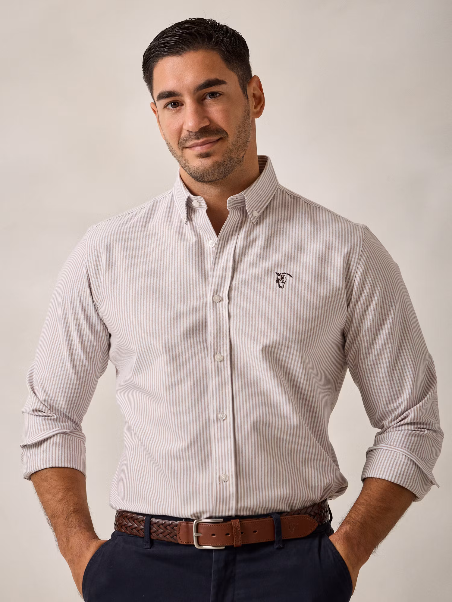 Camisa Oxford Listrada | Taupe