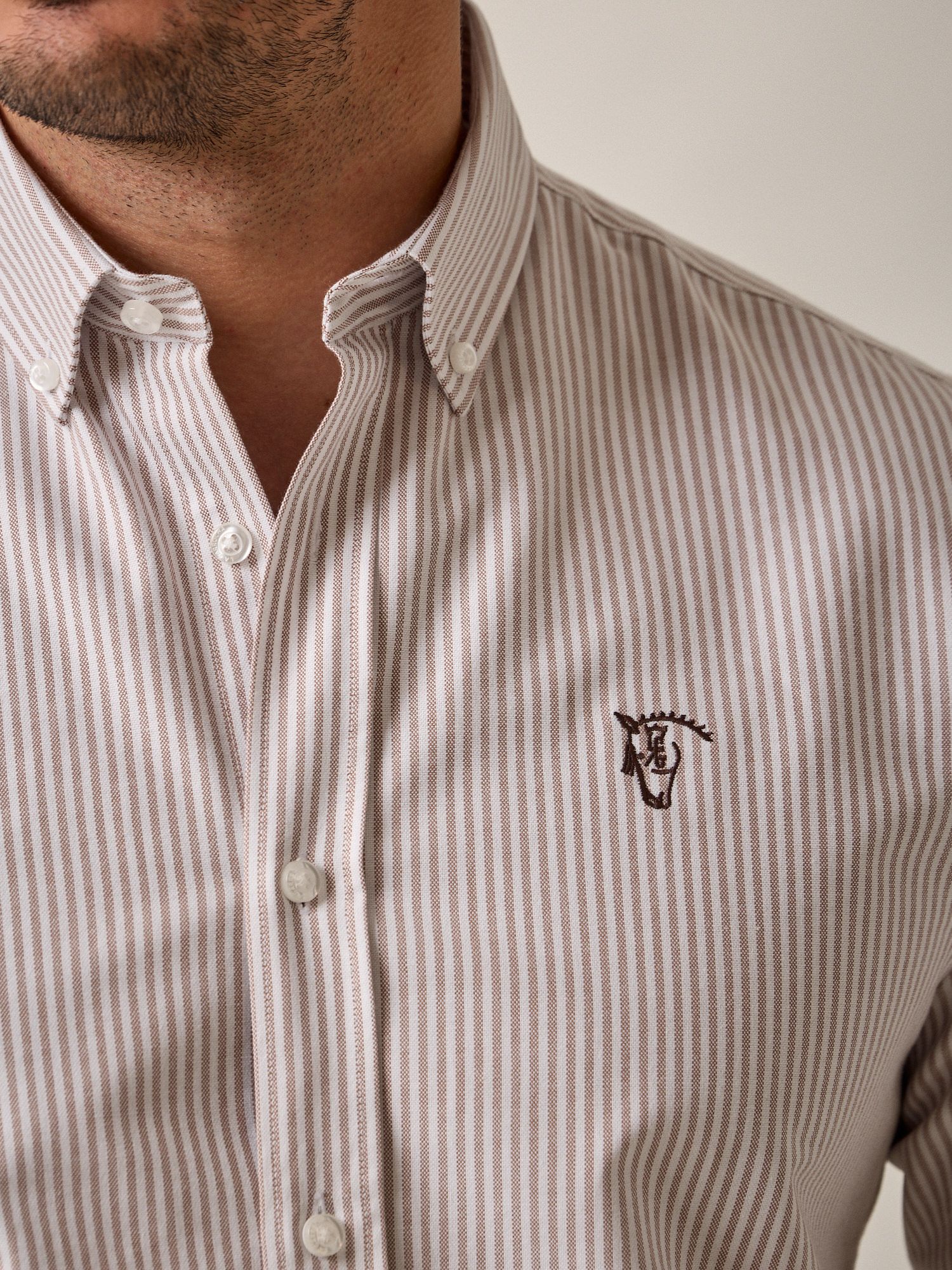 Camisa Oxford Listrada | Taupe