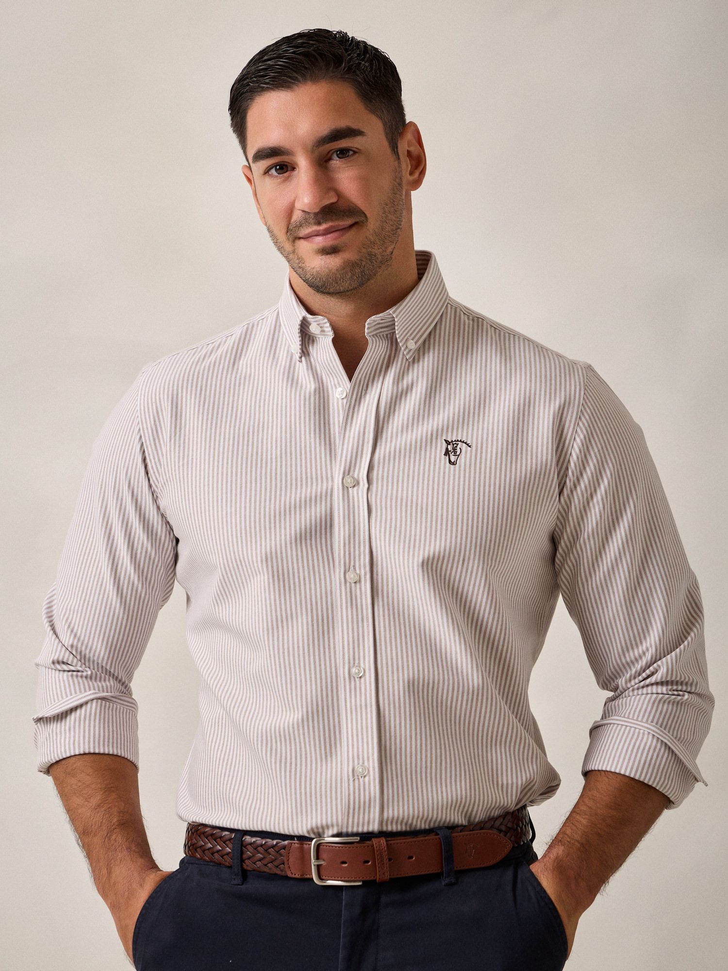 Camisa Oxford Rayas | Taupe