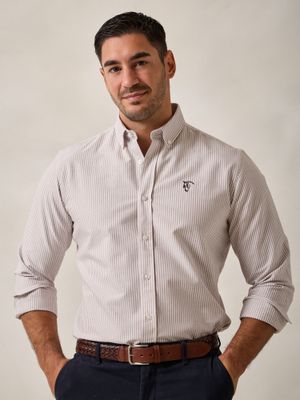Chemise Oxford à Rayures | Taupe