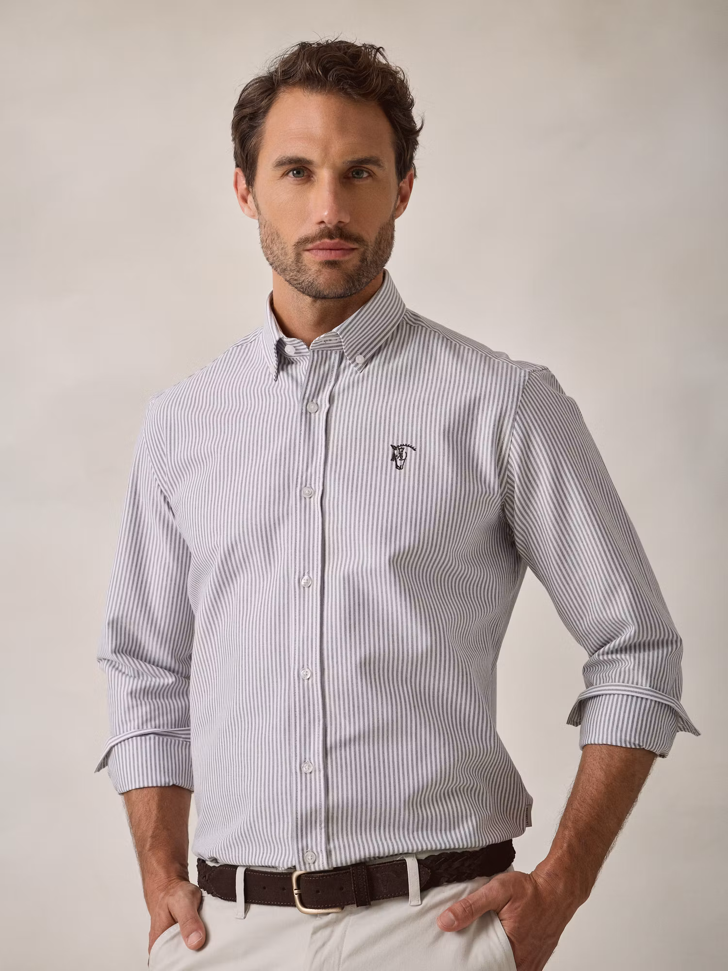 Camisa Oxford Listrada | Moka