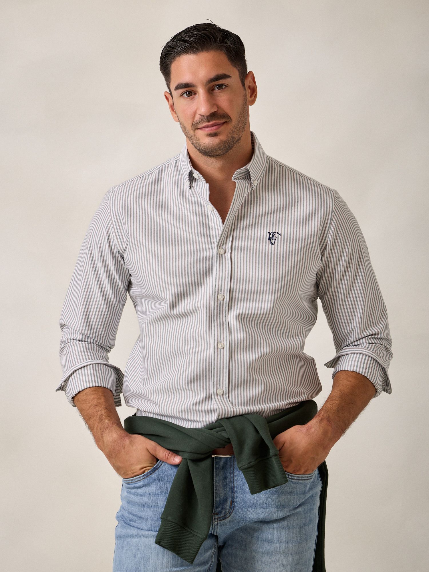 Chemise Oxford à rayures multicolores | Moka 