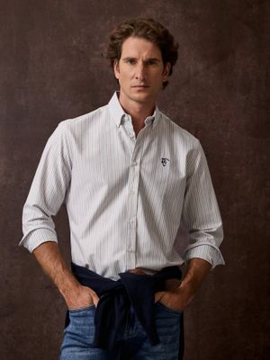 Camisa Oxford às riscas multicolor | Verde