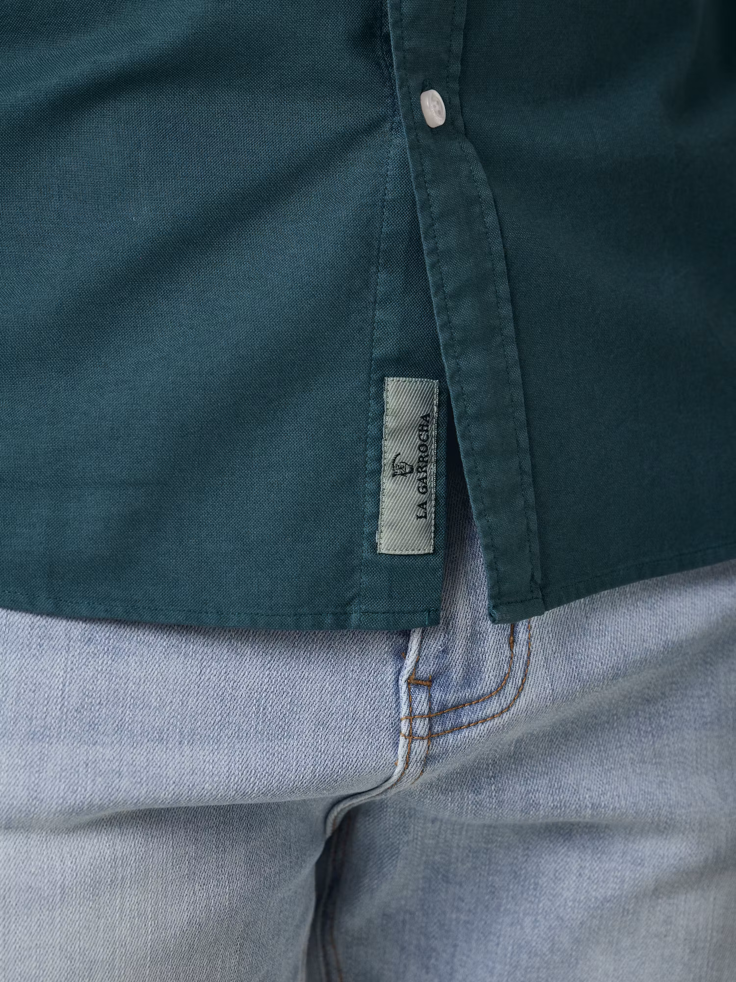 Camisa Garment Dyed | Verde Azulado