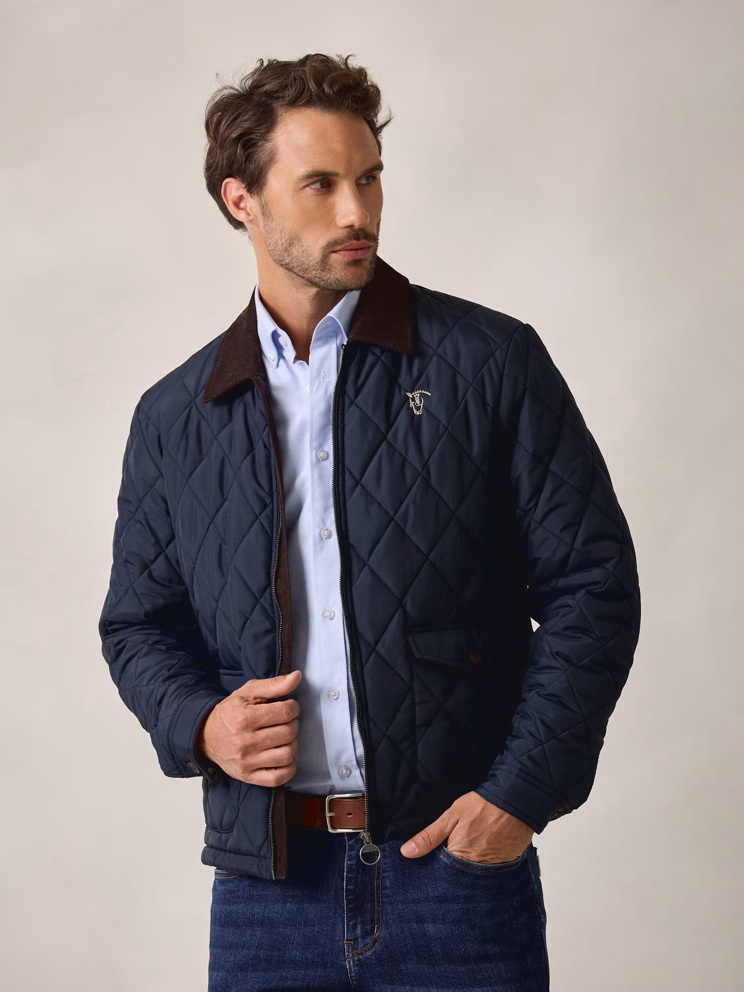 Husky Quilted Coat | Navy Blue